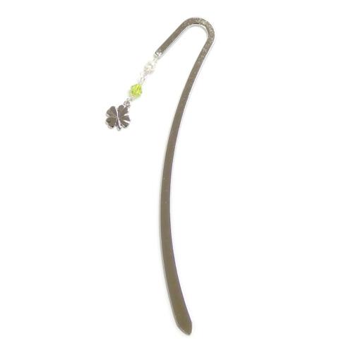 メール便 しおり ブックマーカー クローバー シトラスグリーン 七色 スワロフスキー 金属 メタル 四つ葉 シルバーカラー 栞 帯飾り 浴衣 着物 |  | 01