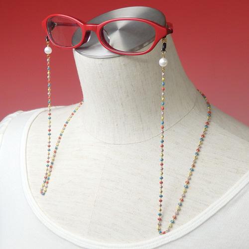 メール便 メガネチェーン マルチカラー 飾りチェーン パール 淡水真珠 真珠 おしゃれ 眼鏡チェーン マスクチェーン クリスマス ギフトに プレゼントに |  | 01