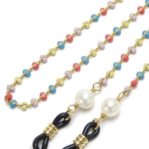 メール便 メガネチェーン マルチカラー 飾りチェーン パール 淡水真珠 真珠 おしゃれ 眼鏡チェーン マスクチェーン クリスマス ギフトに プレゼントに |  | 03