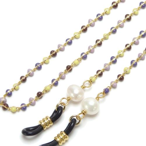 メール便 メガネチェーン マルチカラー 飾りチェーン パール 淡水真珠 真珠 おしゃれ 眼鏡チェーン マスクチェーン クリスマス ギフトに プレゼントに |  | 09