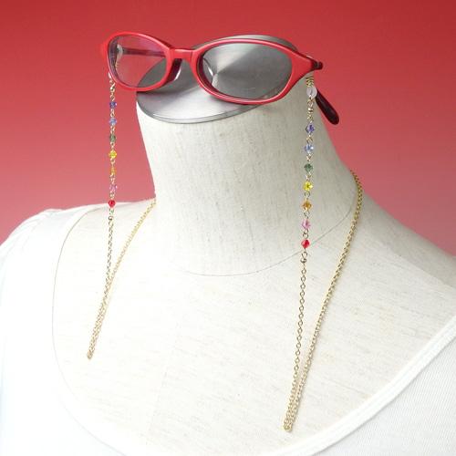 メール便 メガネチェーン 七色 厄除け スワロフスキー クリスタルビーズ 7色 レインボー 虹色 丸ビーズ ハート 星 スター 眼鏡チェーン 厄除 プレゼント |  | 02