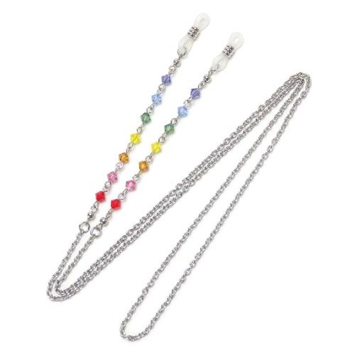 メール便 メガネチェーン 七色 厄除け スワロフスキー クリスタルビーズ 7色 レインボー 虹色 丸ビーズ ハート 星 スター 眼鏡チェーン 厄除 プレゼント |  | 03