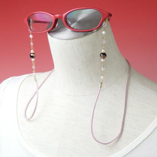 メール便 メガネチェーン 蒔絵 新漆 小 金箔 金粉 淡水パール スワロフスキー 正絹 組紐 シルク 眼鏡チェーン マスクチェーン chottowa チョトワ ちょとわ |  | 03