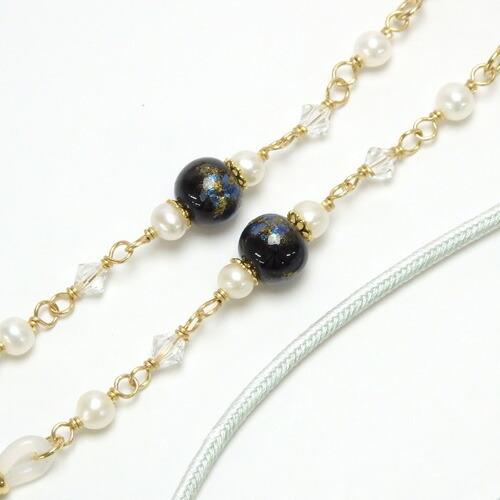 メール便 メガネチェーン 蒔絵 新漆 小 金箔 金粉 淡水パール スワロフスキー 正絹 組紐 シルク 眼鏡チェーン マスクチェーン chottowa チョトワ ちょとわ |  | 05