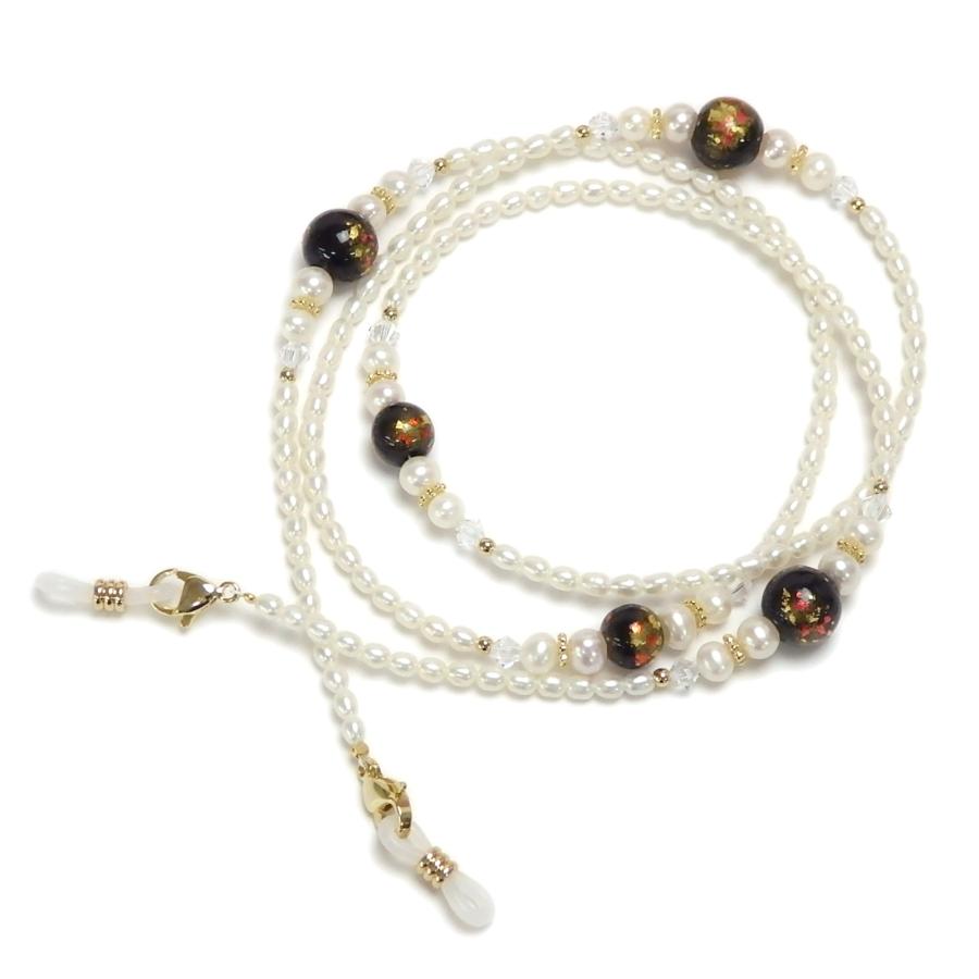 ギフトケース ネックレスになる メガネチェーン 蒔絵 新漆 金箔 金粉 淡水パール スワロフスキー マスクチェーン chottowa チョトワ ちょとわ |  | 01