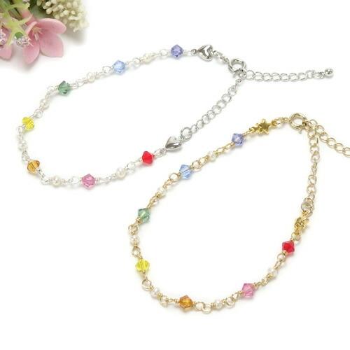 メール便 ブレスレット 厄除け 開運 七色 スワロフスキー 淡水パール 真珠 淡水真珠 パール おしゃれ かわいい クリスマス ギフトに プレゼントに | 