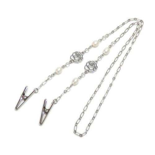 メール便 ナフキンクリップ 情熱の薔薇 & 淡水パール ローズ ハンカチクリップ ディナークリップ 前掛けクリップ ドレスクリップ ナプキンクリップ |  | 01