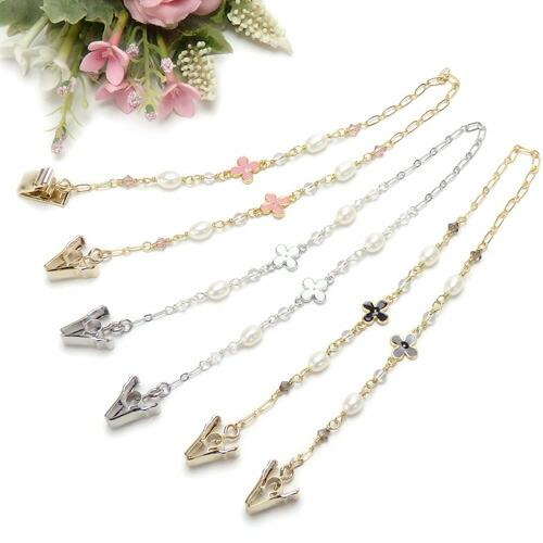 メール便 帽子クリップ お花とパール ロング パール 淡水真珠 帽子留め レディース ハットクリップ 帽子ホルダー ハットキーパー おしゃれ | 