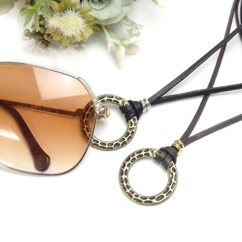 メール便 メガネホルダー ネックレス メンズ アンティークゴールド いぶし金 金古美 リング コットン 平紐 グラスホルダー サングラスホルダー 首掛け おしゃれ | 