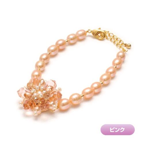 メール便 キラキラお花 ブレスレット チェコクリスタルビーズ 淡水パール 淡水真珠 フラワー クリスマス ギフトに プレゼントに |  | 02
