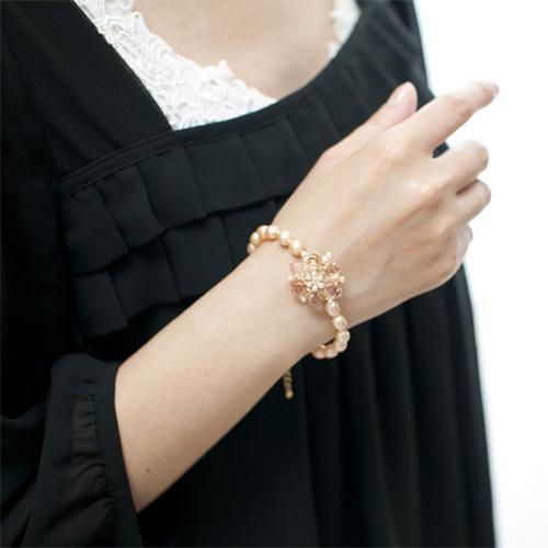 メール便 キラキラお花 ブレスレット チェコクリスタルビーズ 淡水パール 淡水真珠 フラワー クリスマス ギフトに プレゼントに |  | 03