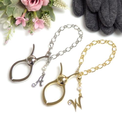 グローブホルダー フィガロチェーン アルファベット & 天然石 パール 手袋ホルダー 手袋クリップ イニシャル ローマ字 英文字 推し活 |  | 01