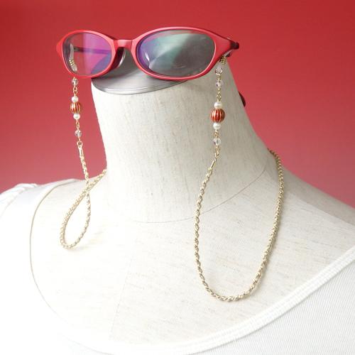 メール便 メガネチェーン 蒔絵 新漆 しましま 手毬 金粉 淡水パール 水晶 正絹 組紐 シルク 眼鏡チェーン マスクチェーン ちょと和 chottowa チョトワ ちょとわ |  | 02