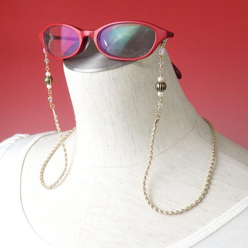 メール便 メガネチェーン 蒔絵 新漆 しましま 手毬 金粉 淡水パール 水晶 正絹 組紐 シルク 眼鏡チェーン マスクチェーン ちょと和 chottowa チョトワ ちょとわ |  | 04