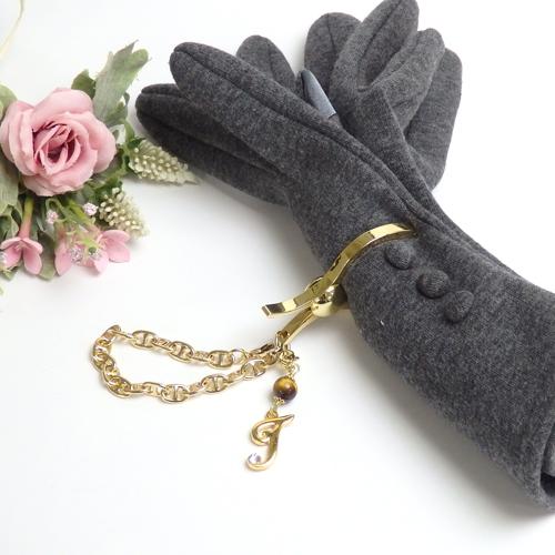 グローブホルダー アンカーチェーン 小 アルファベット ＆ 天然石 パール マリンチェーン 手袋ホルダー 手袋クリップ イニシャル ローマ字 英文字 推し活 |  | 02