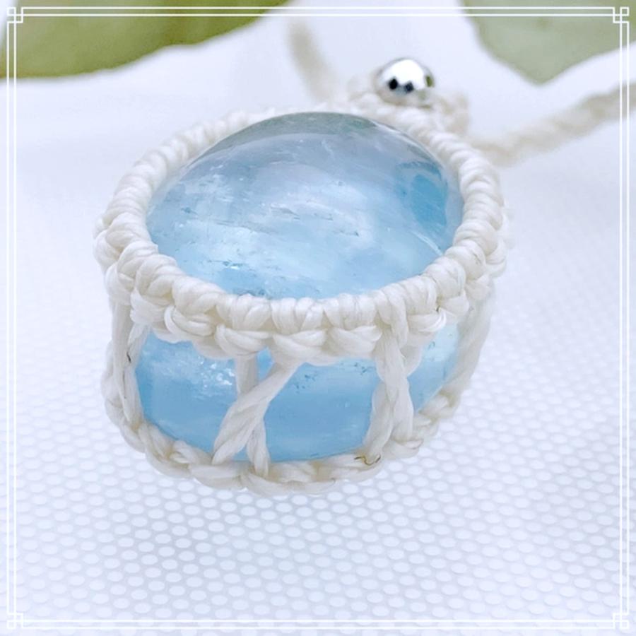 Rainbow-wings マクラメ ペンダント ネックレス ユニセックス 高品質 アクアマリン 天然石 ブルー 一点物 マクラメ編みアクセサリー |  | 03