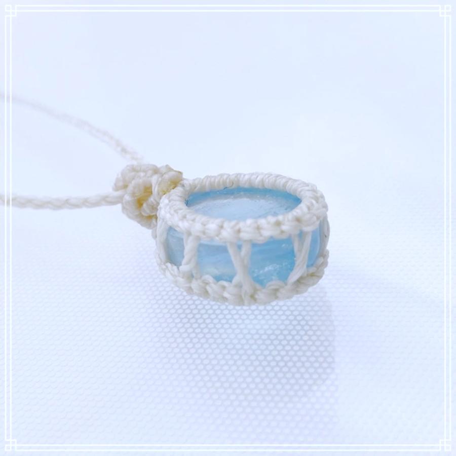 Rainbow-wings マクラメ ペンダント ネックレス ユニセックス 高品質 アクアマリン 天然石 ブルー 一点物 マクラメ編みアクセサリー |  | 05