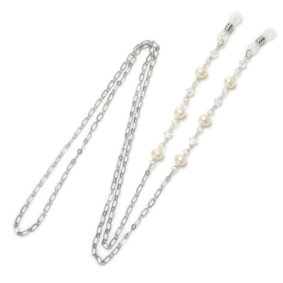 メール便 メガネチェーン パール ＆ スワロフスキー 淡水パール 淡水真珠 おしゃれ レディース ホワイトデー ギフトに プレゼントに 爆買 |  | 01