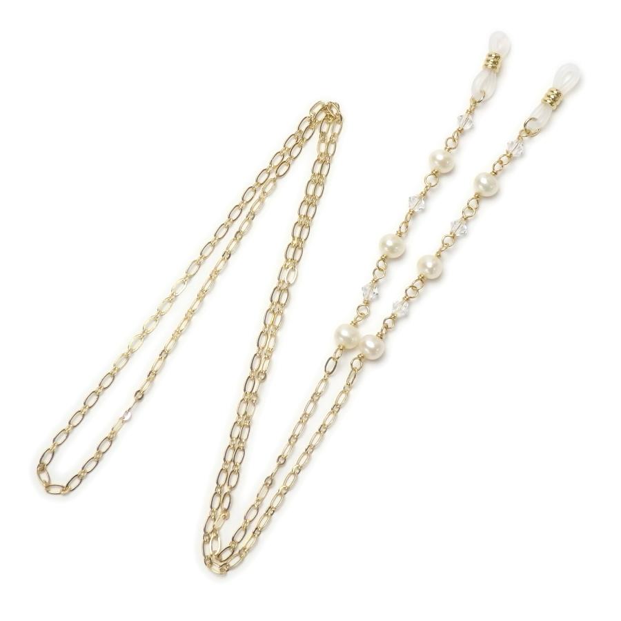 メール便 メガネチェーン パール ＆ スワロフスキー 淡水パール 淡水真珠 おしゃれ レディース ホワイトデー ギフトに プレゼントに 爆買 |  | 03