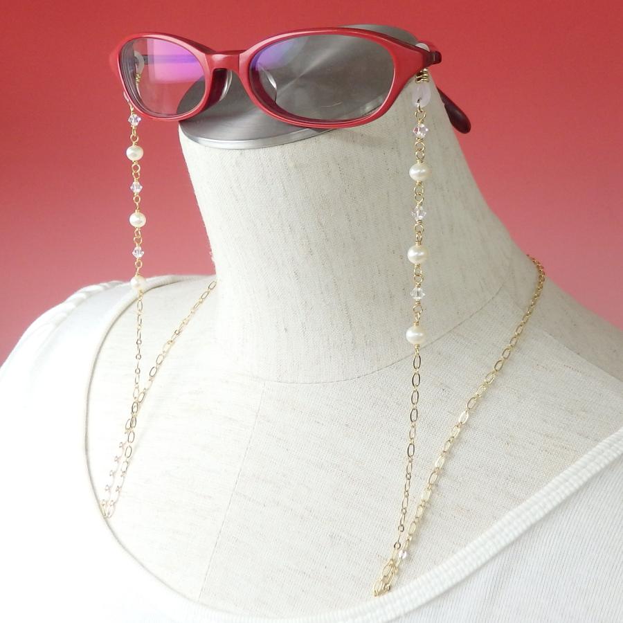 メール便 メガネチェーン パール ＆ スワロフスキー 淡水パール 淡水真珠 おしゃれ レディース ホワイトデー ギフトに プレゼントに 爆買 |  | 04