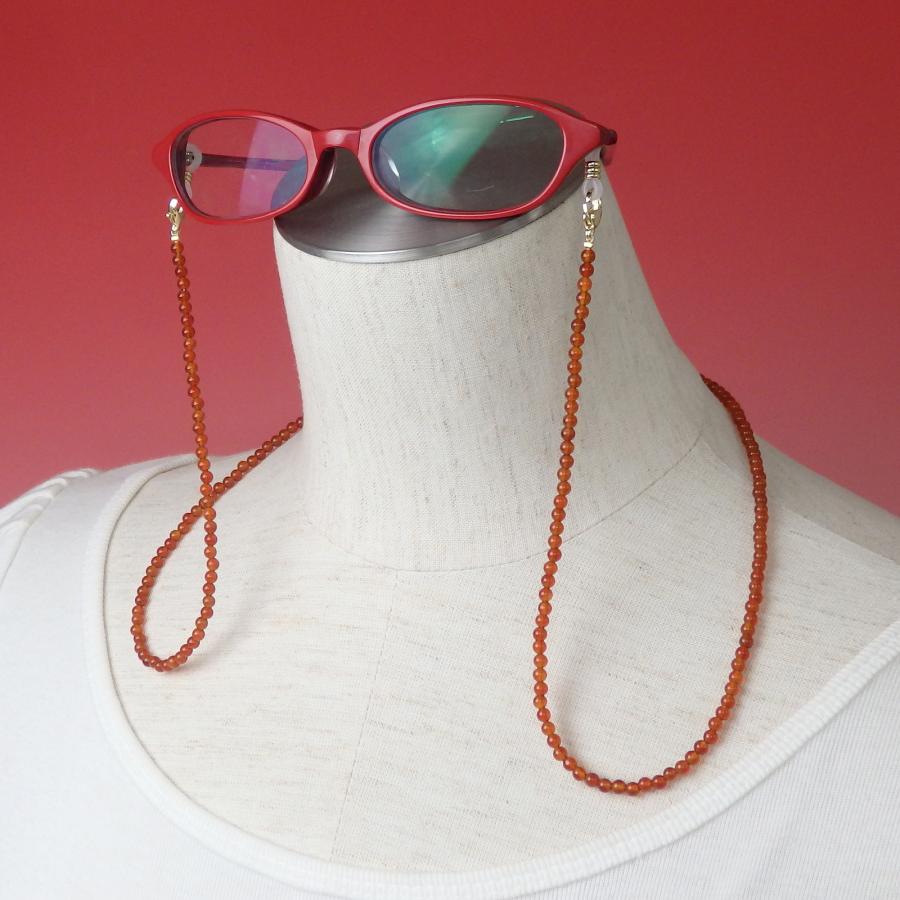 メール便 ネックレスになる メガネチェーン カーネリアン 丸玉 天然石 メンズ レディース 朱色 風水 パワーストーン マスクチェーン 爆買 |  | 01