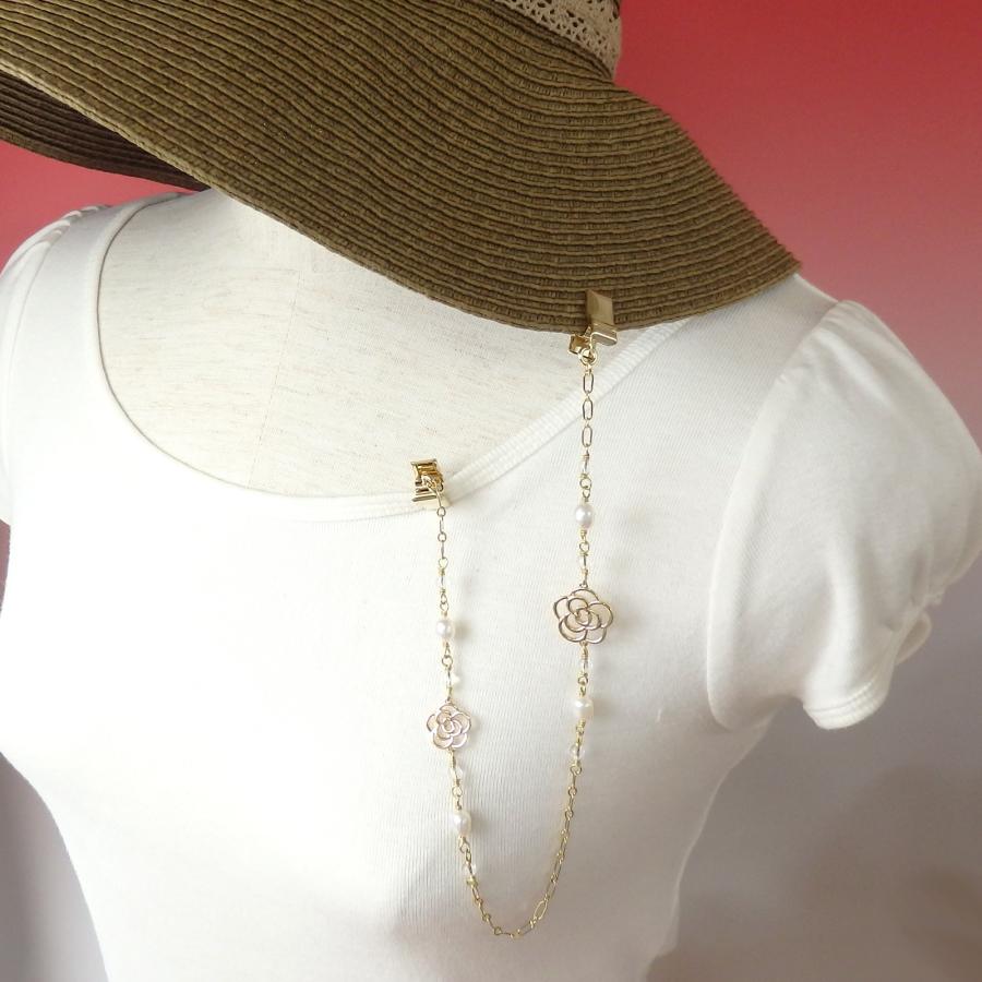 メール便 帽子クリップ ロング パール カメリア 花 淡水真珠 帽子留め レディース ハットクリップ 帽子ホルダー シェイプレット 椿 フラワー おしゃれ 爆買 |  | 03