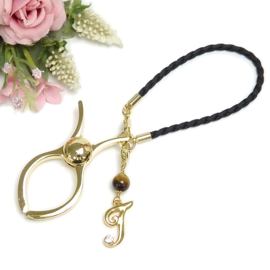 グローブホルダー 四つ編み エコレザー アルファベット & 天然石 パール 手袋ホルダー 合皮タイプ レザー調 手袋クリップ イニシャル ローマ字 英文字 | 