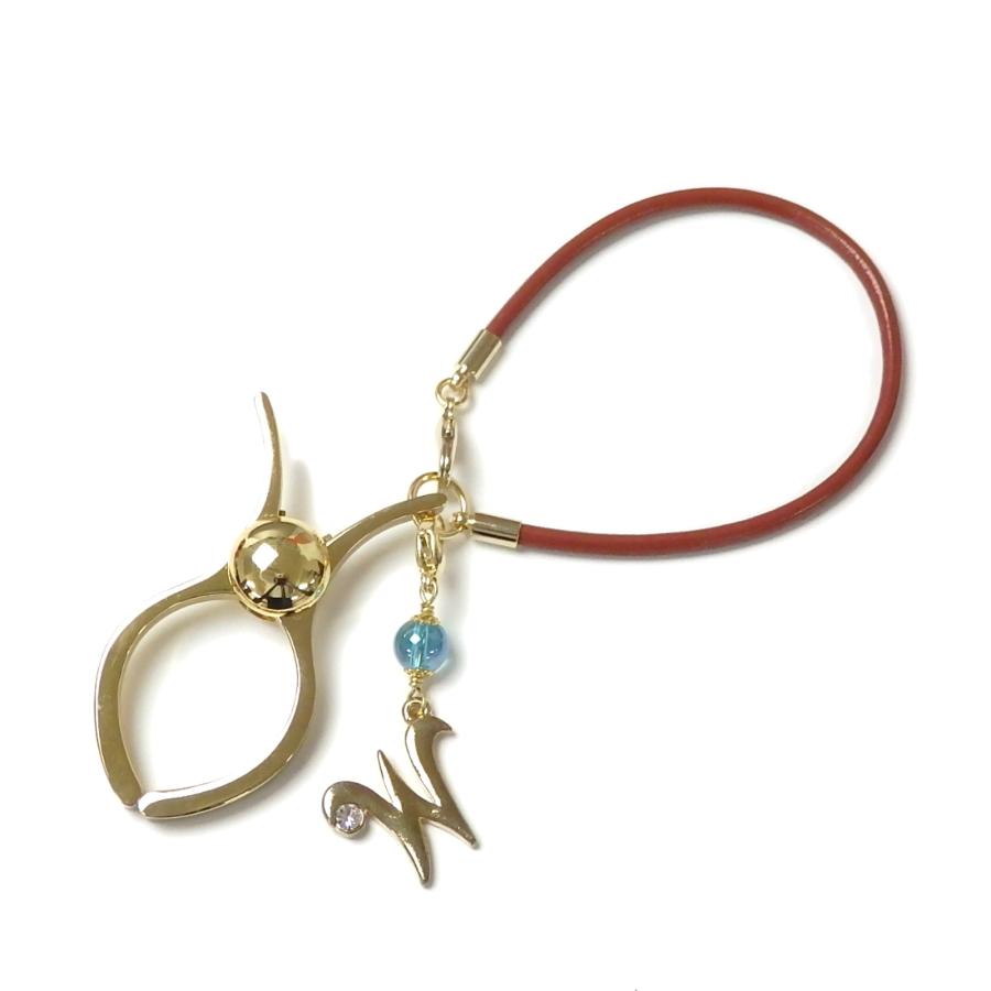 グローブホルダー 国産丸革ヒモ レザー アルファベット & 天然石 パール 手袋ホルダー 手袋クリップ イニシャル ローマ字 英文字 |  | 08