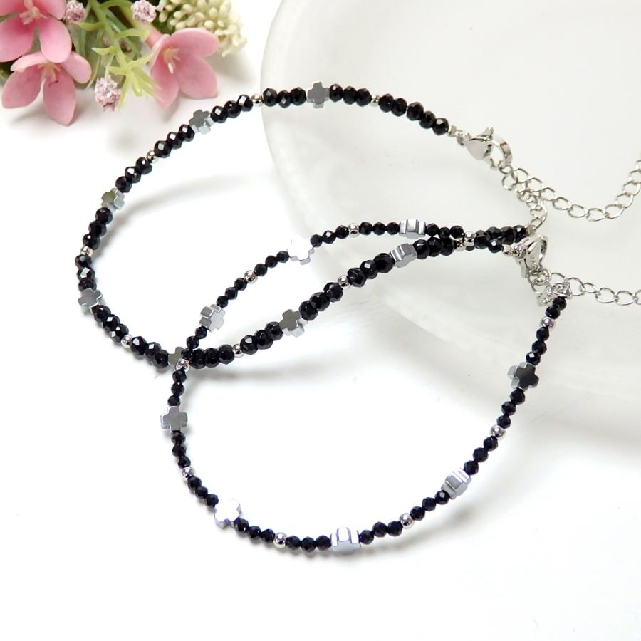 メール便 ブレスレット ブラックスピネル ヘマタイト クロスモチーフ 十字架 1本 男性用 女性用 メンズ レディース 天然石 パワーストーン 風水 |  | 01