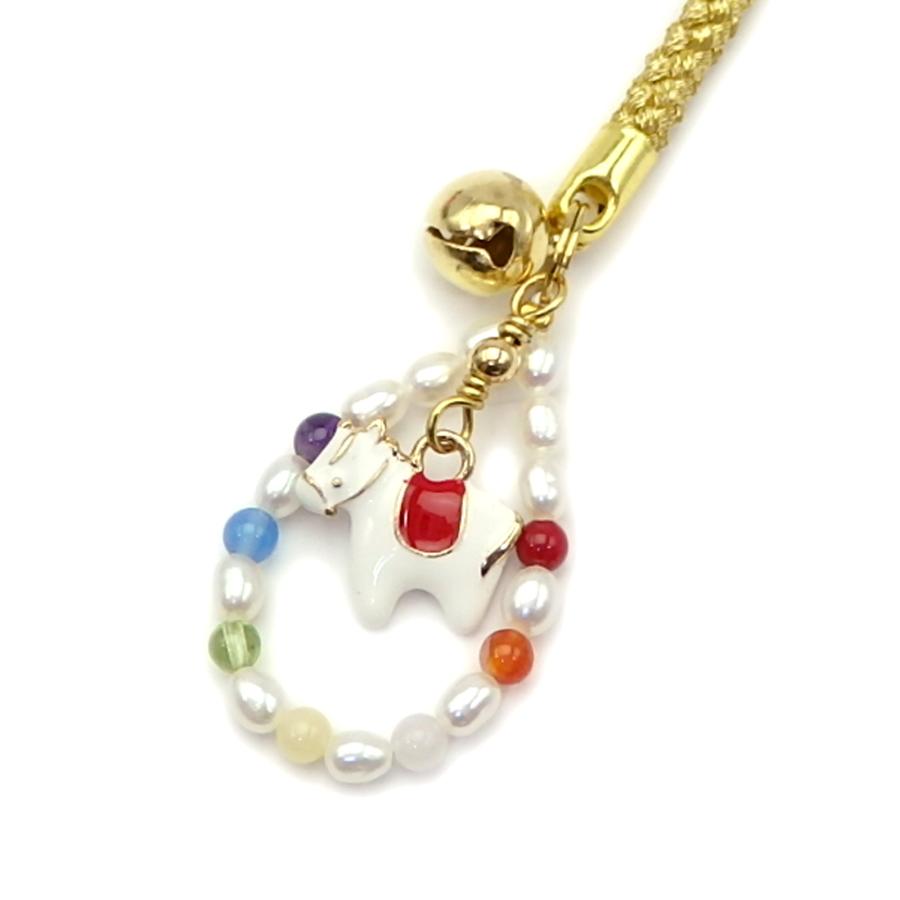 メール便 午年 根付 ストラップ 厄除け 七色 天然石 白蛇 干支 開運 十二支 えと パール 馬年 うまどし へび年 巳年 へび 蛇 ヘビ 淡水真珠 風水 金運 | 