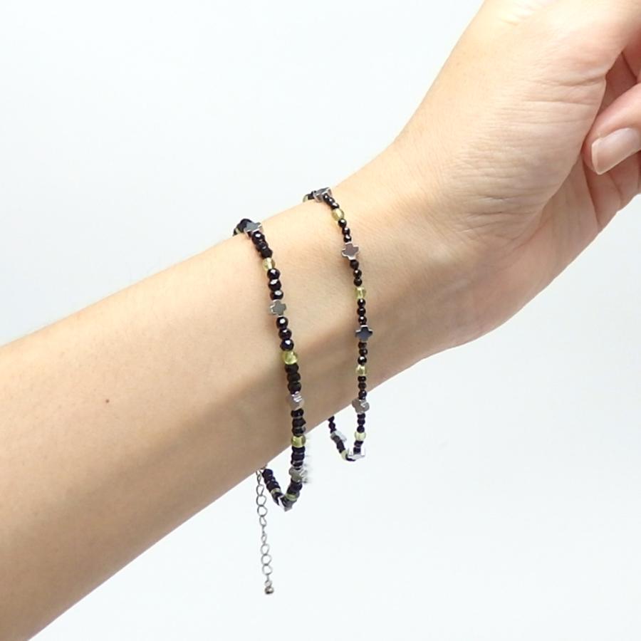 メール便 ブレスレット ブラックスピネル ペリドット ヘマタイト クロスモチーフ 十字架 1本 男性用 女性用 メンズ レディース 天然石 パワーストーン 風水 爆買 |  | 01