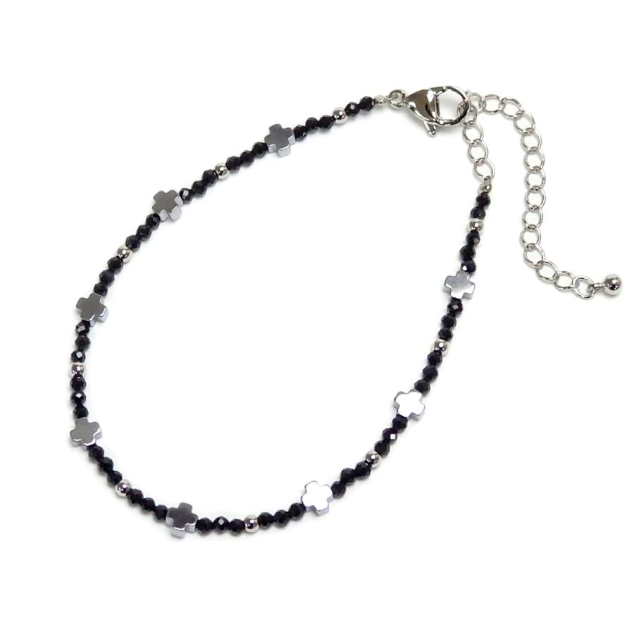 メール便 ブレスレット ブラックスピネル ペリドット ヘマタイト クロスモチーフ 十字架 1本 男性用 女性用 メンズ レディース 天然石 パワーストーン 風水 爆買 |  | 03