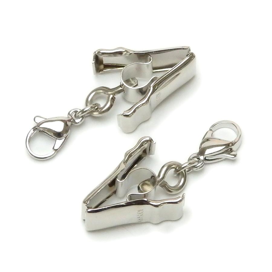 メール便 カニカン付き ワニグチクリップ 帽子クリップ テーブルクロスウェイト 金具 1ペア （2個） アクセサリー金具 ハットクリップ マスククリップ |  | 01