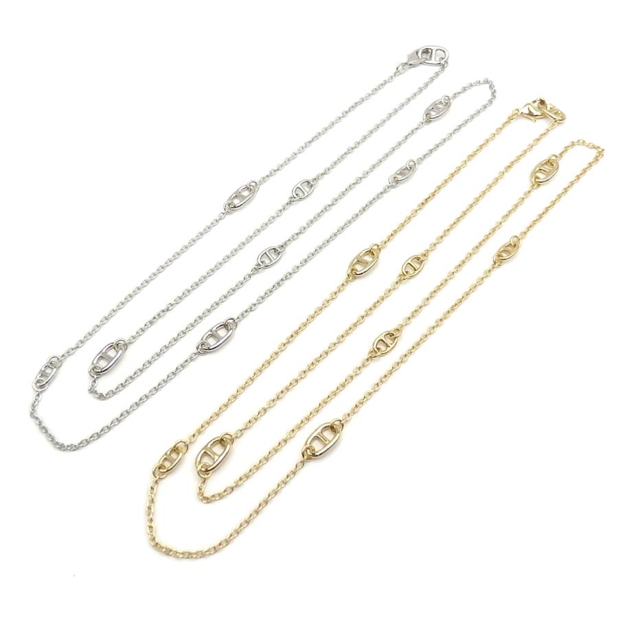 メール便 ロングネックレス セレブモチーフ ステーション チェーン シンプル アンカーチェーン タングルチェーン ホワイトデー ギフトに プレゼントに | 