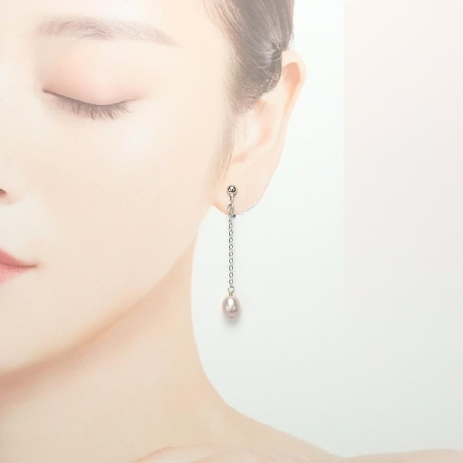 メール便 ピアス イヤリング パール チェーンピアス 淡水パール ピンク パープル 淡水真珠 ライス型 ステンレスピアス ホワイトデー |  | 03