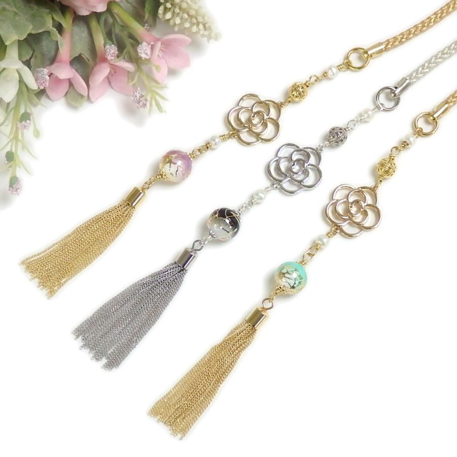 メール便 帯飾り スカシ カメリア 唐草樹脂ビーズ パール タッセル 根付 ストラップ 帯飾りプレート 浴衣 着物 大正モダン 和風モダン 根付け  ローズ 花 椿 |  | 02