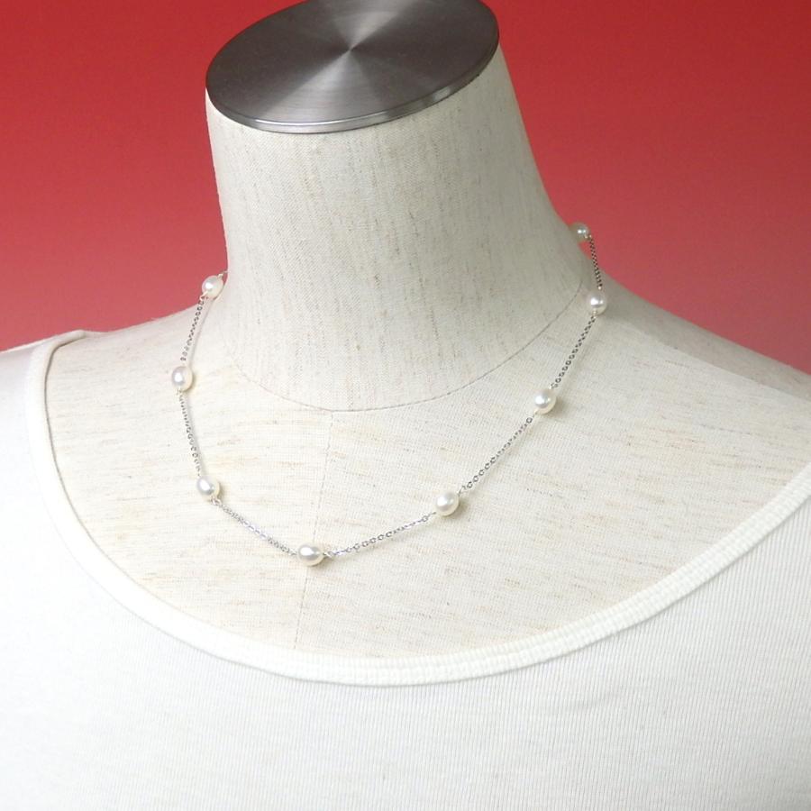 メール便 ネックレス 淡水パール ステーションネックレス チェーン パール 淡水真珠 ゴールドカラー シルバーカラー バレンタイン ギフトに プレゼントに |  | 04