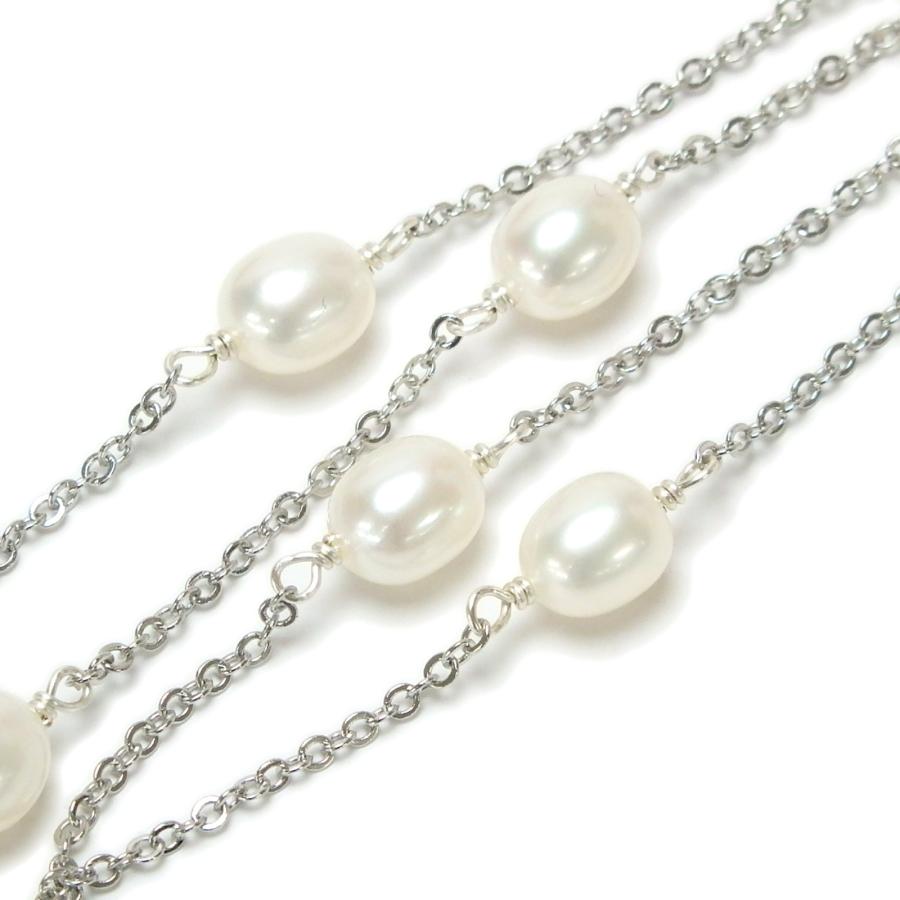 メール便 ネックレス 淡水パール ステーションネックレス チェーン パール 淡水真珠 ゴールドカラー シルバーカラー バレンタイン ギフトに プレゼントに |  | 05