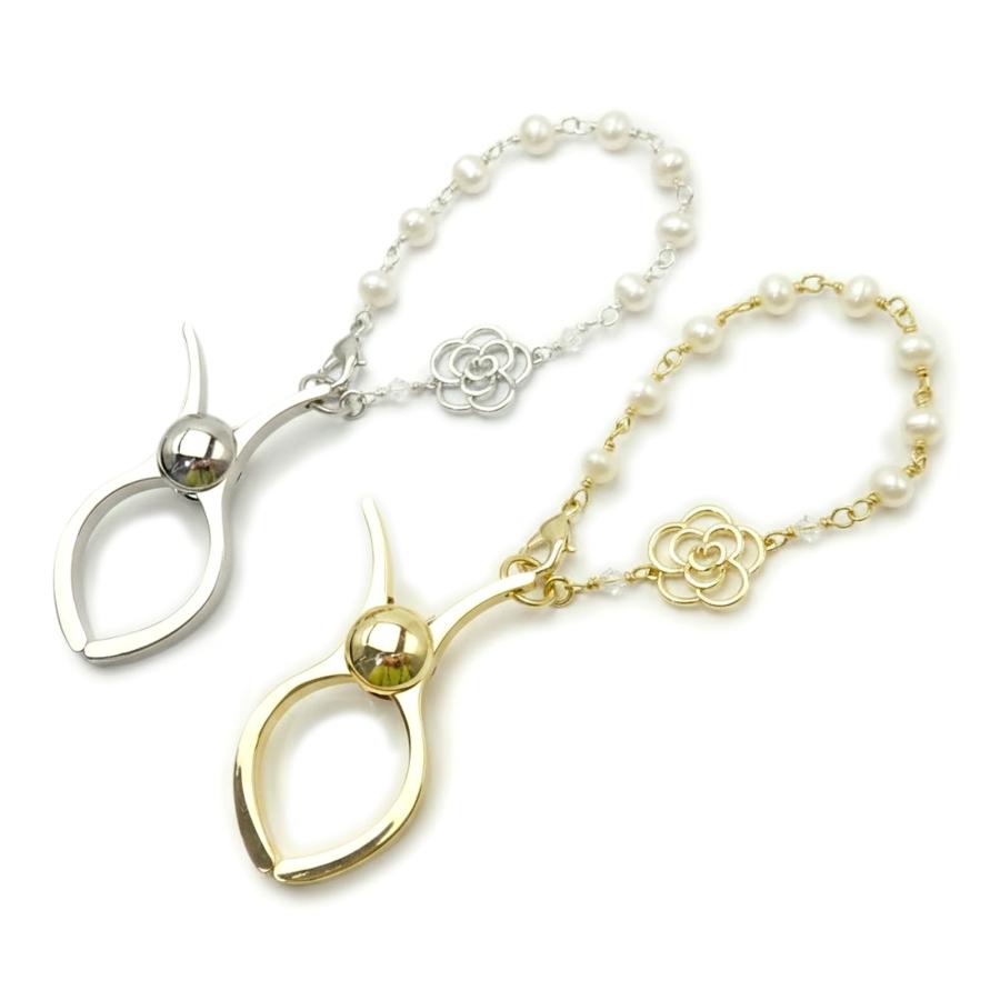 メール便 グローブホルダー スカシ カメリア セレブモチーフ 淡水パール 手袋ホルダー 真珠 手袋クリップ おしゃれ ホワイトデー ギフトに プレゼントに 爆買 | 