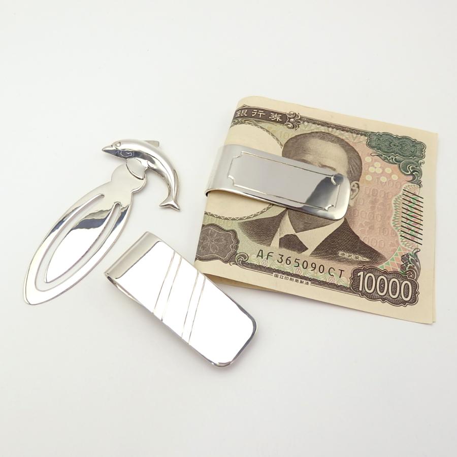 マネークリップ シルバー 925 SILVER 銀製 いるか イルカ ストライプ 飾り罫 銀 ペーパークリップ 財布クリップ お札クリップ 父の日 silver_s | 