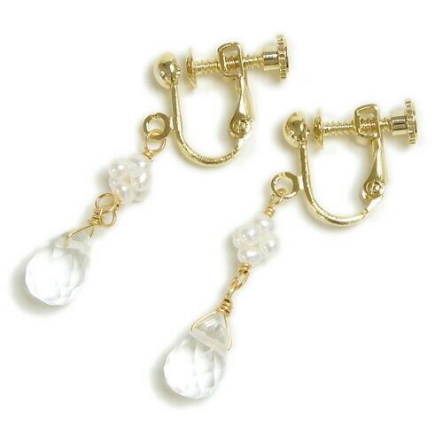 メール便 淡水パール しずく 水晶 ピアス イヤリング ベビーパール クォーツ ドロップ クリスタル レディース チタンピアス 母の日 ギフト プレゼント |  | 01