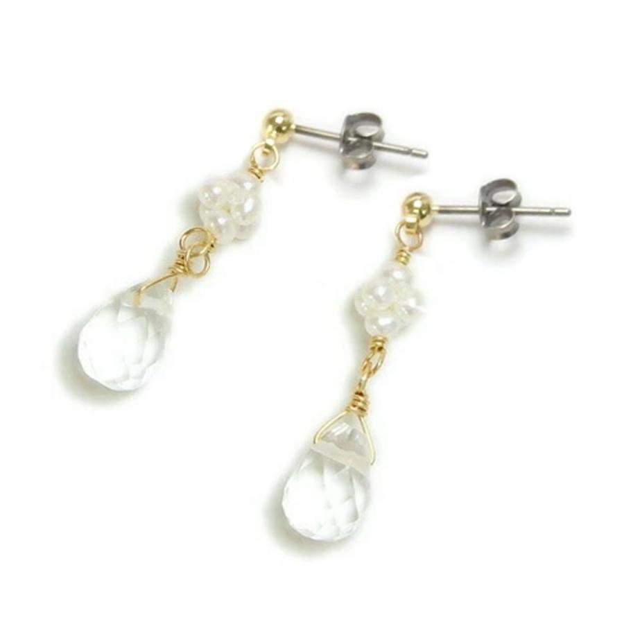 淡水パール しずく 水晶 ピアス イヤリング ベビーパール クォーツ ドロップ クリスタル レディース チタンピアス クリスマス ギフト プレゼント |  | 01