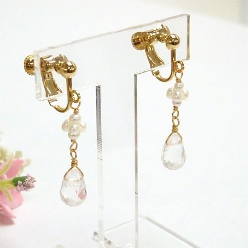 メール便 淡水パール しずく 水晶 ピアス イヤリング ベビーパール クォーツ ドロップ クリスタル レディース チタンピアス 母の日 ギフト プレゼント |  | 03