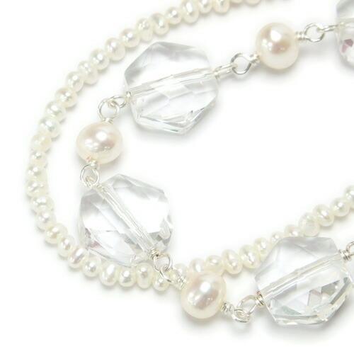 ブレスレット キラキラカット 六角 水晶 ＆ 淡水真珠 ベビーパール 6角形 淡水パール 父の日 ギフトに プレゼントに |  | 02