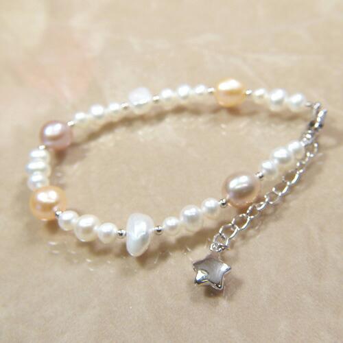 メール便 ブレスレット 淡水真珠 パステルカラーパール 星パーツ シルバー 銀製 スター バロック オレンジ ピンクパープル ハロウィン ギフトに プレゼントに |  | 02