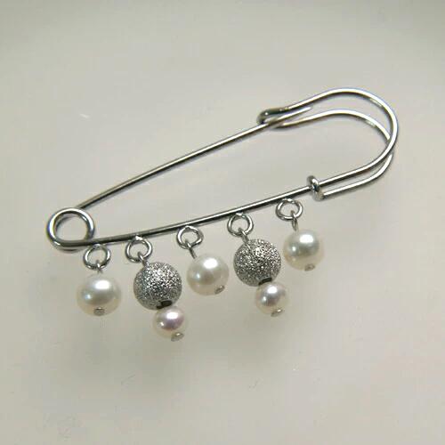 メール便 ピンブローチ 淡水真珠 メタルボール ゴールド色 シルバー色 カブトピン ショールピン クリスマス ギフトに プレゼントに |  | 02