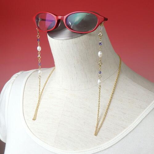 メール便 淡水真珠 メガネチェーン 7色 +クリア + ブラック 淡水パール スワロフスキー 眼鏡チェーン 七色 マスクチェーン クリスマス ギフトに プレゼントに |  | 14