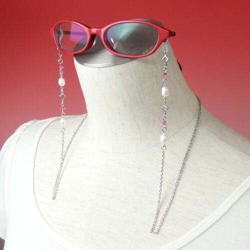 メール便 淡水真珠 メガネチェーン 7色 +クリア + ブラック 淡水パール スワロフスキー 眼鏡チェーン 七色 マスクチェーン クリスマス ギフトに プレゼントに |  | 15