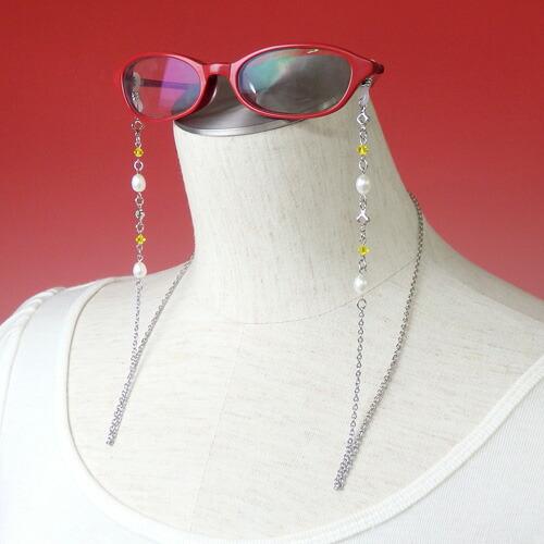 メール便 淡水真珠 メガネチェーン 7色 +クリア + ブラック 淡水パール スワロフスキー 眼鏡チェーン 七色 マスクチェーン クリスマス ギフトに プレゼントに |  | 16