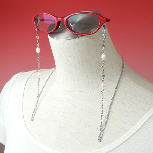 メール便 淡水真珠 メガネチェーン 7色 +クリア + ブラック 淡水パール スワロフスキー 眼鏡チェーン 七色 マスクチェーン クリスマス ギフトに プレゼントに |  | 17